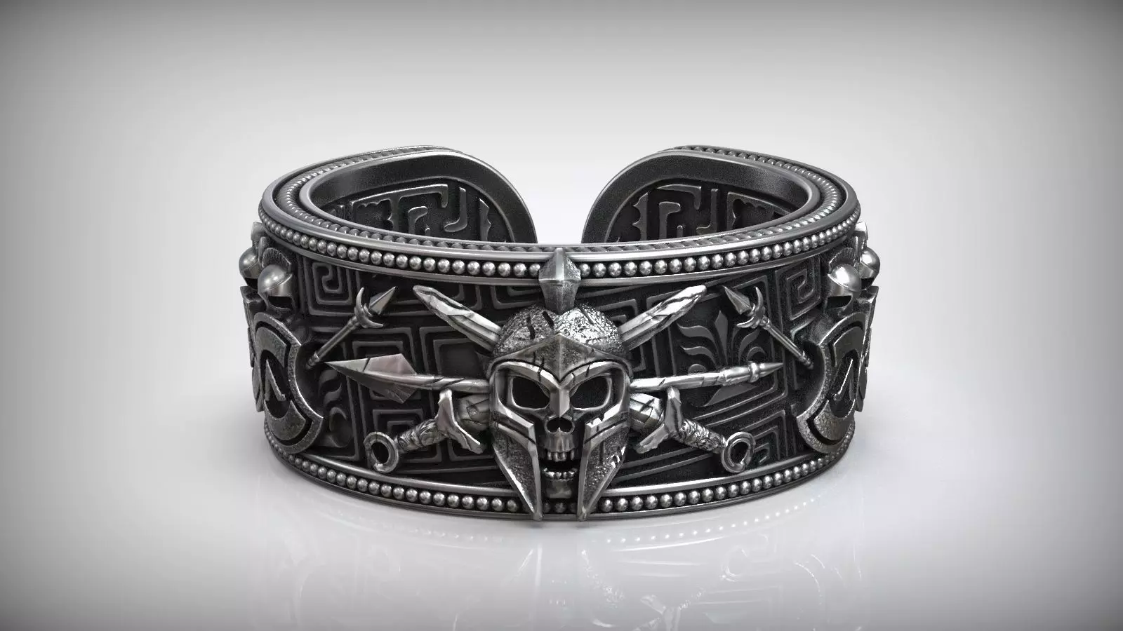 Greek Spartan Helmet Skull Head Adjustable Free Size Ring 3D print model