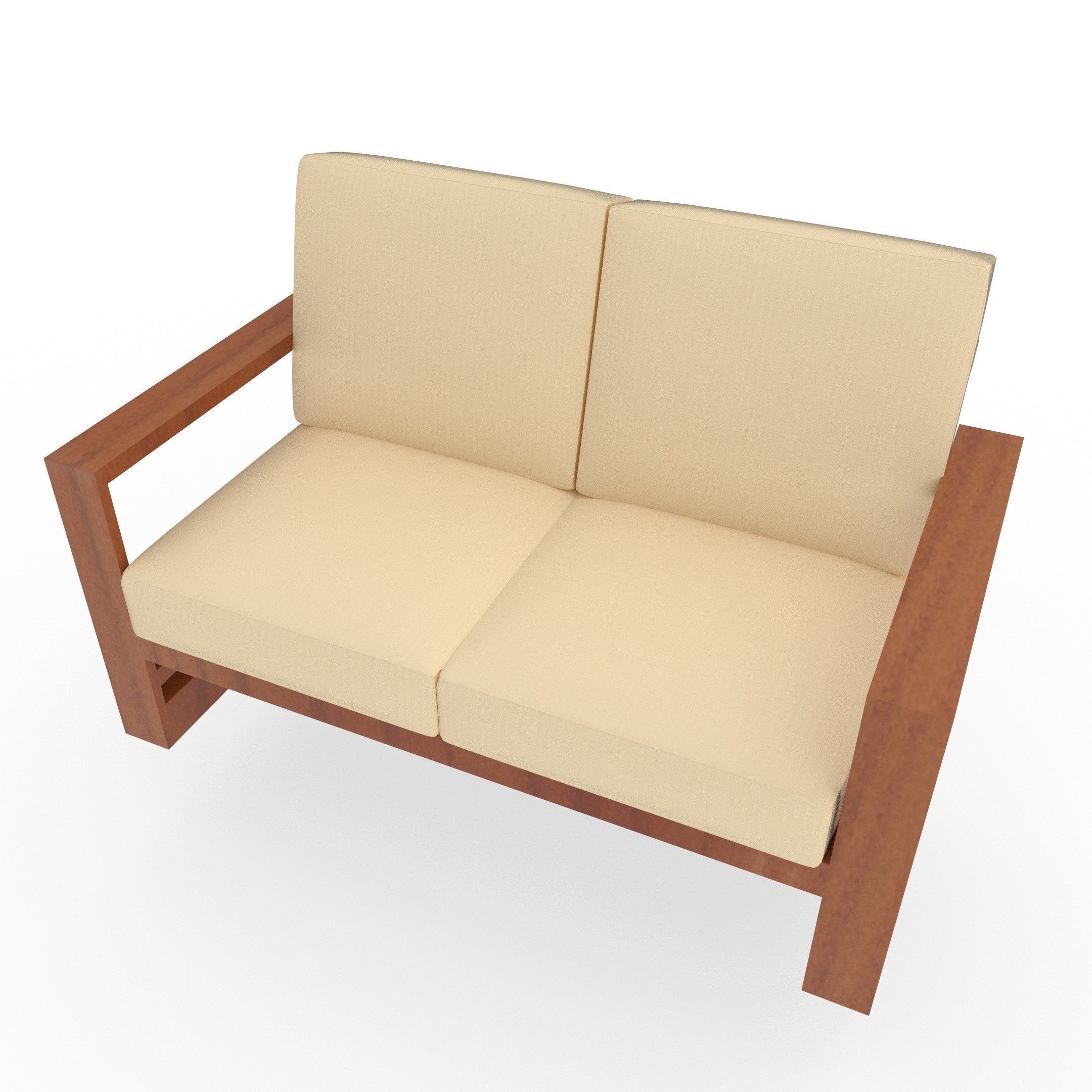 Two seater sofa Free low-poly 3D model_2