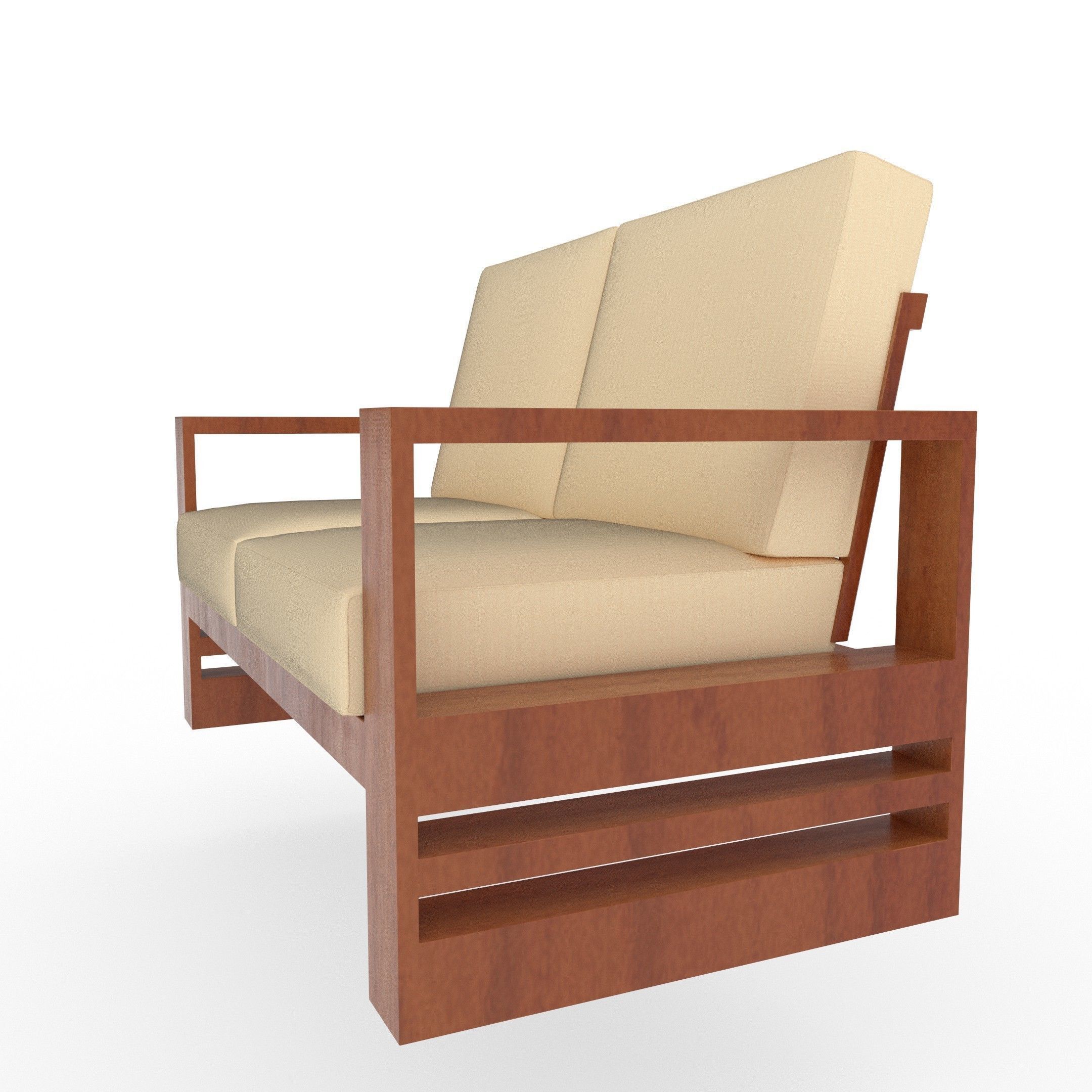 Two seater sofa Free low-poly 3D model_4
