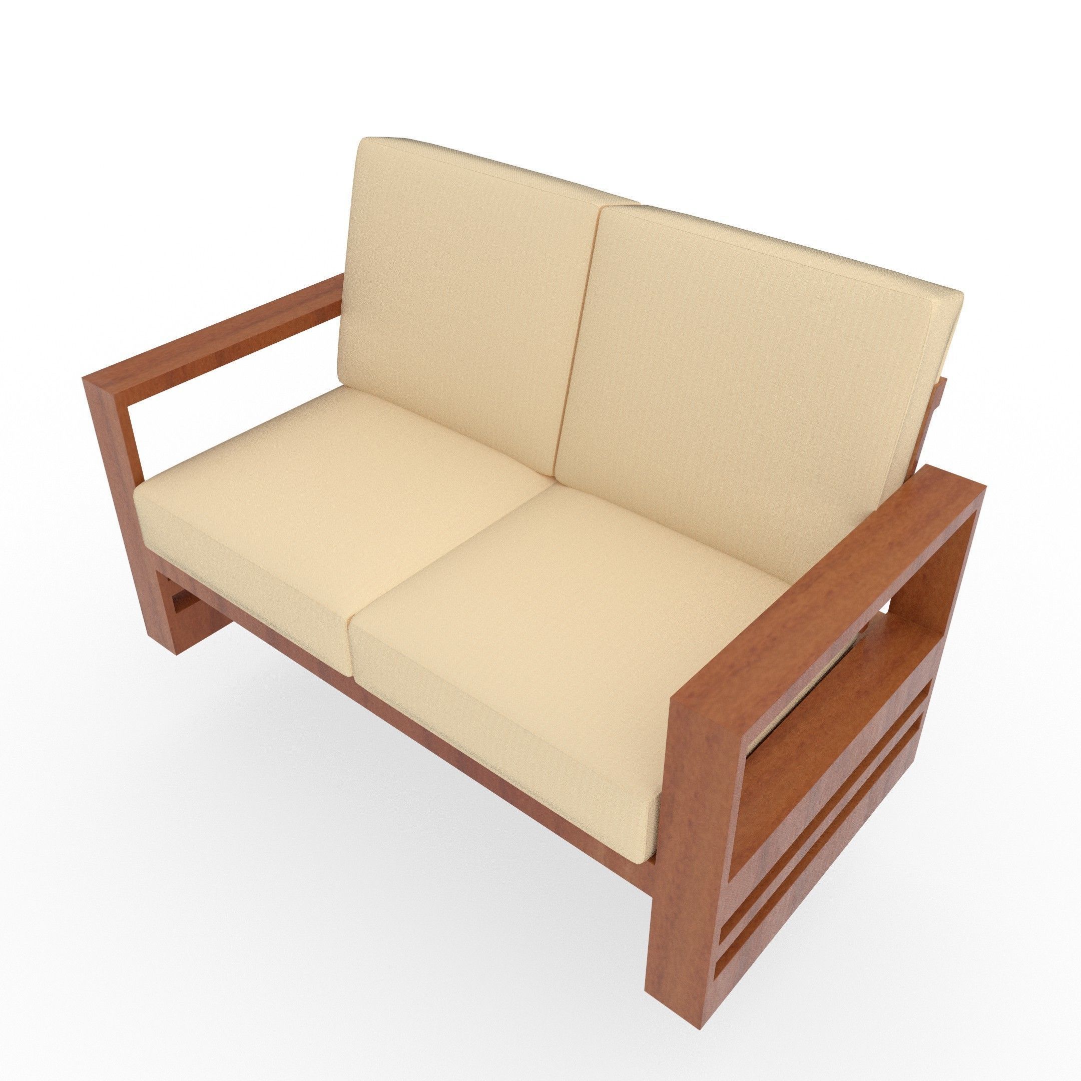 Two seater sofa Free low-poly 3D model_5