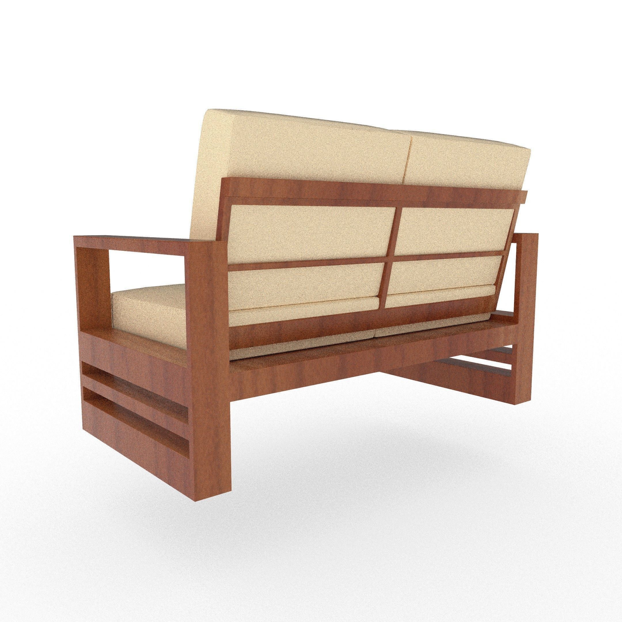 Two seater sofa Free low-poly 3D model_6