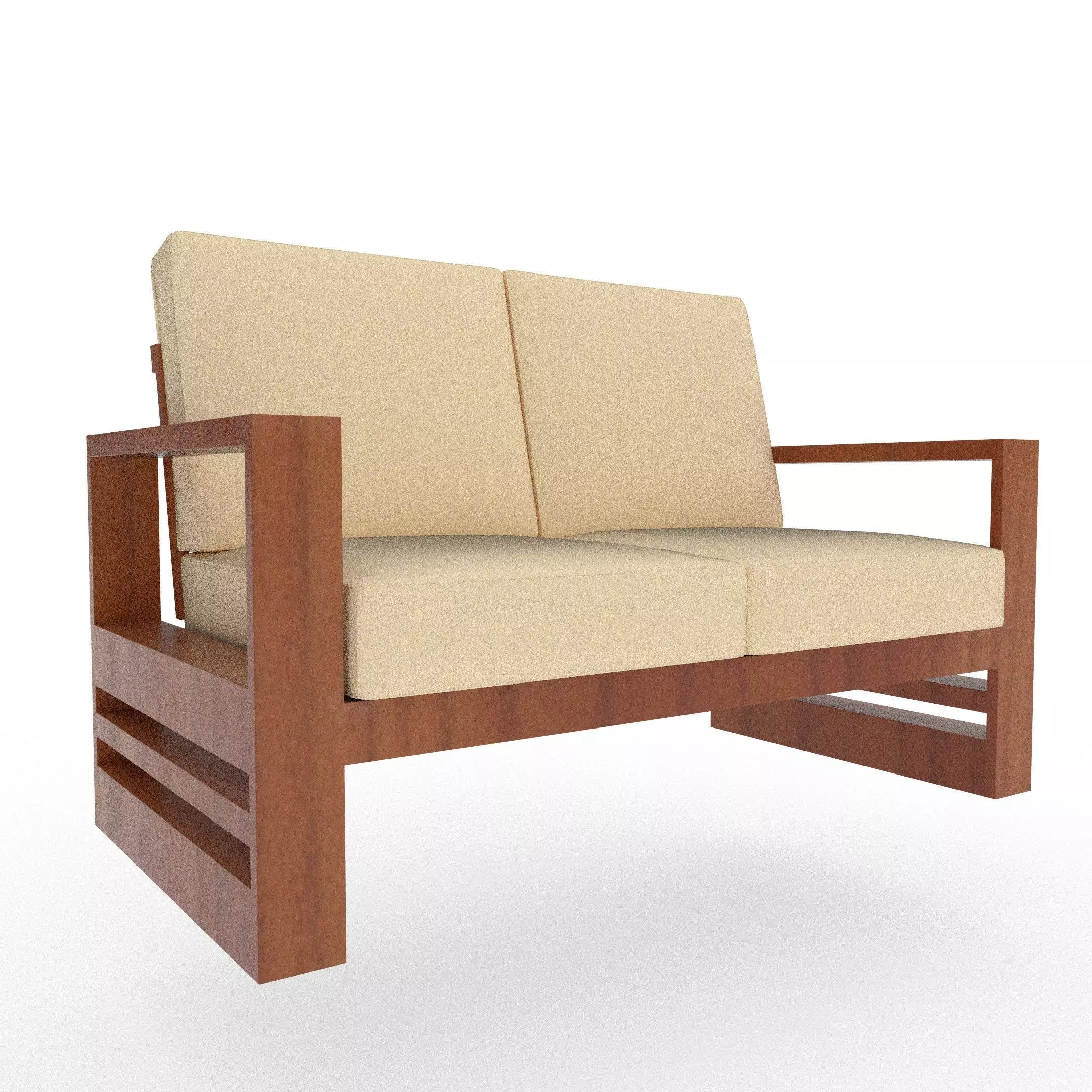 Two seater sofa Free low-poly 3D model_0
