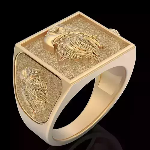 Eagle ring silver gold sterling printable jewelry 3D model