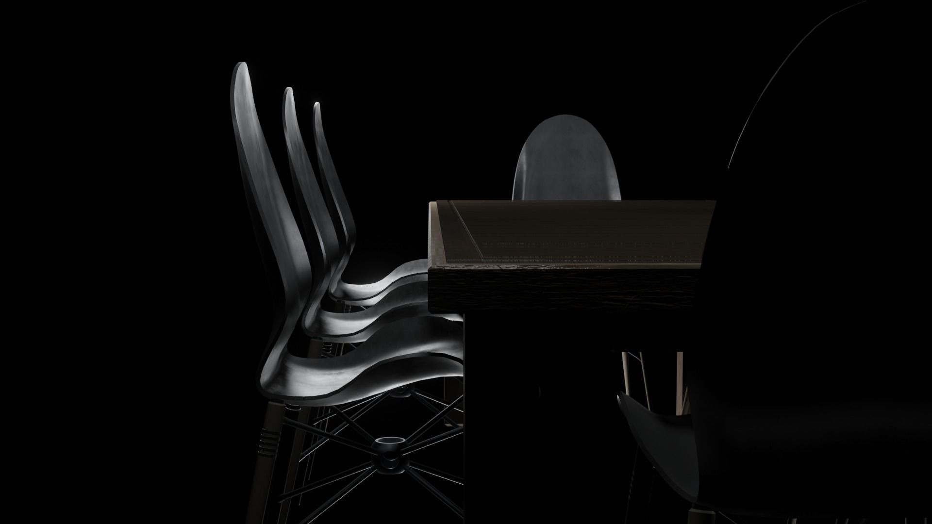 Table and Chairs Low-poly 3D model_4