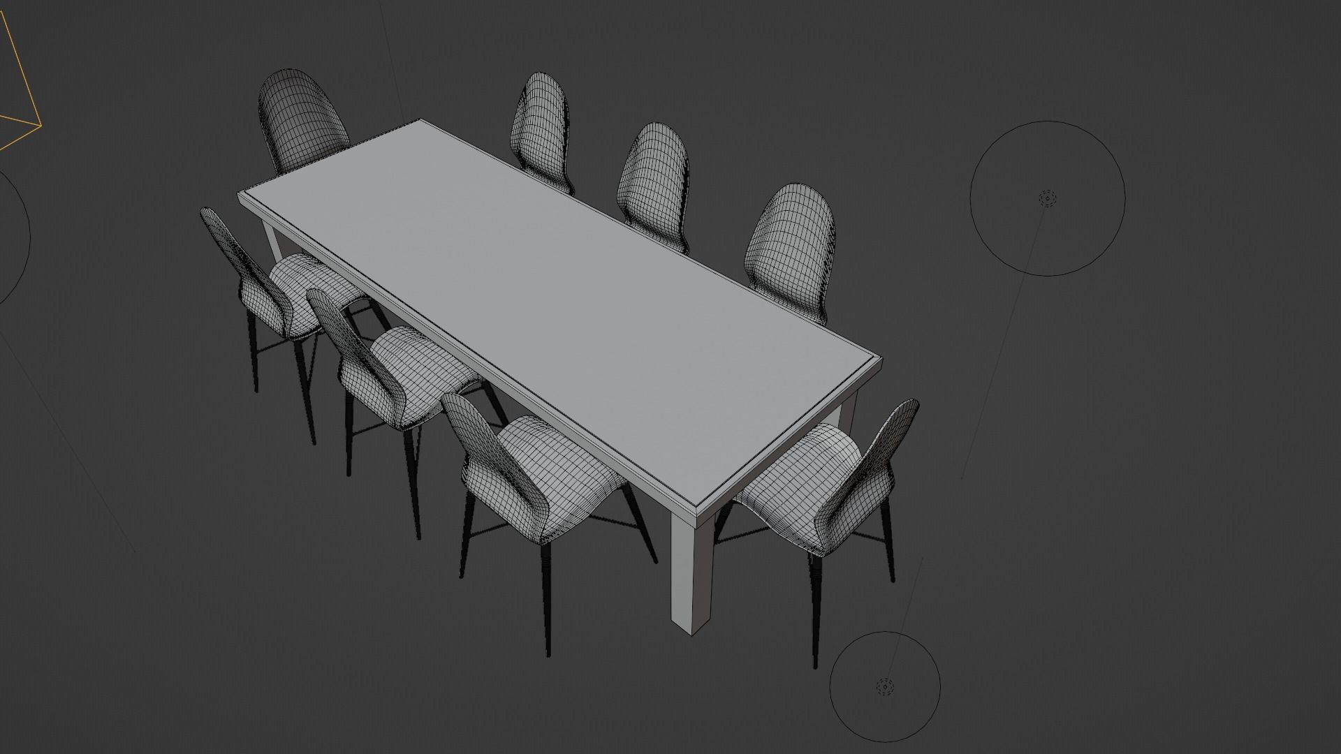 Table and Chairs Low-poly 3D model_7