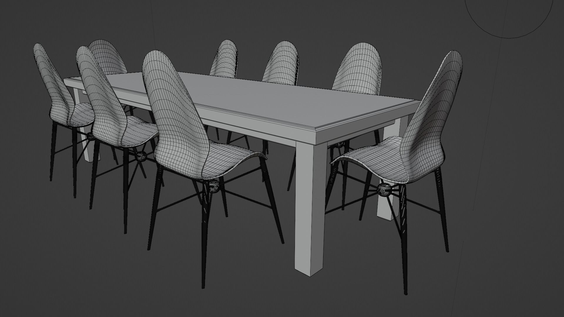 Table and Chairs Low-poly 3D model_6