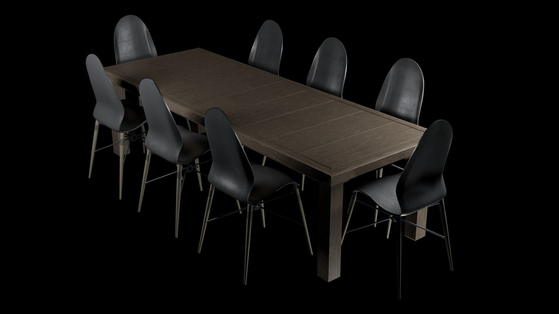 Table and Chairs Low-poly 3D model_3