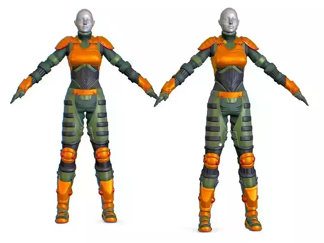 Subdivision 3D Woman Military Costume Armor