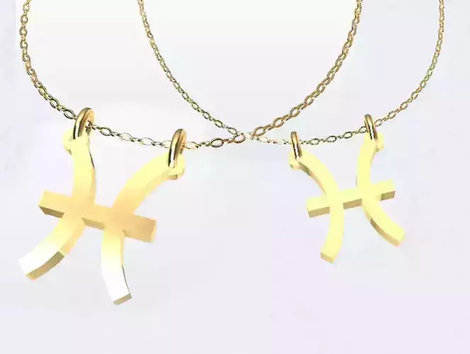 Pisces Zodiac Sign Pendant Necklace 3D print model