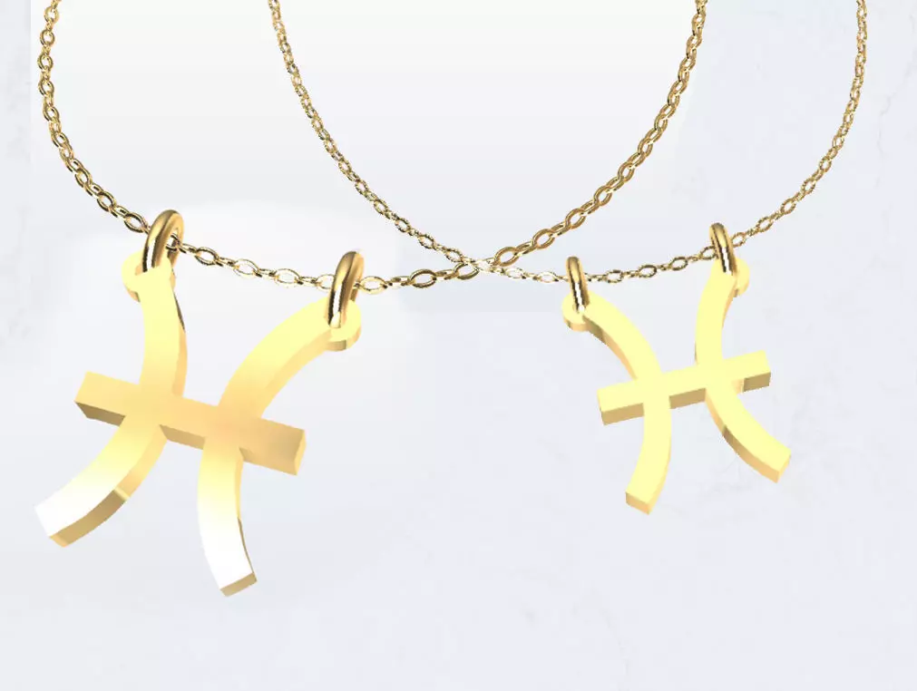 Pisces Zodiac Sign Pendant Necklace 3D print model_0