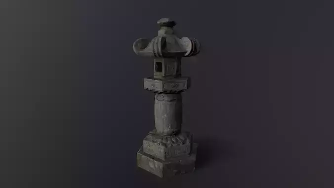 FREE Low Poly Japanese Shrine Lantern PBR