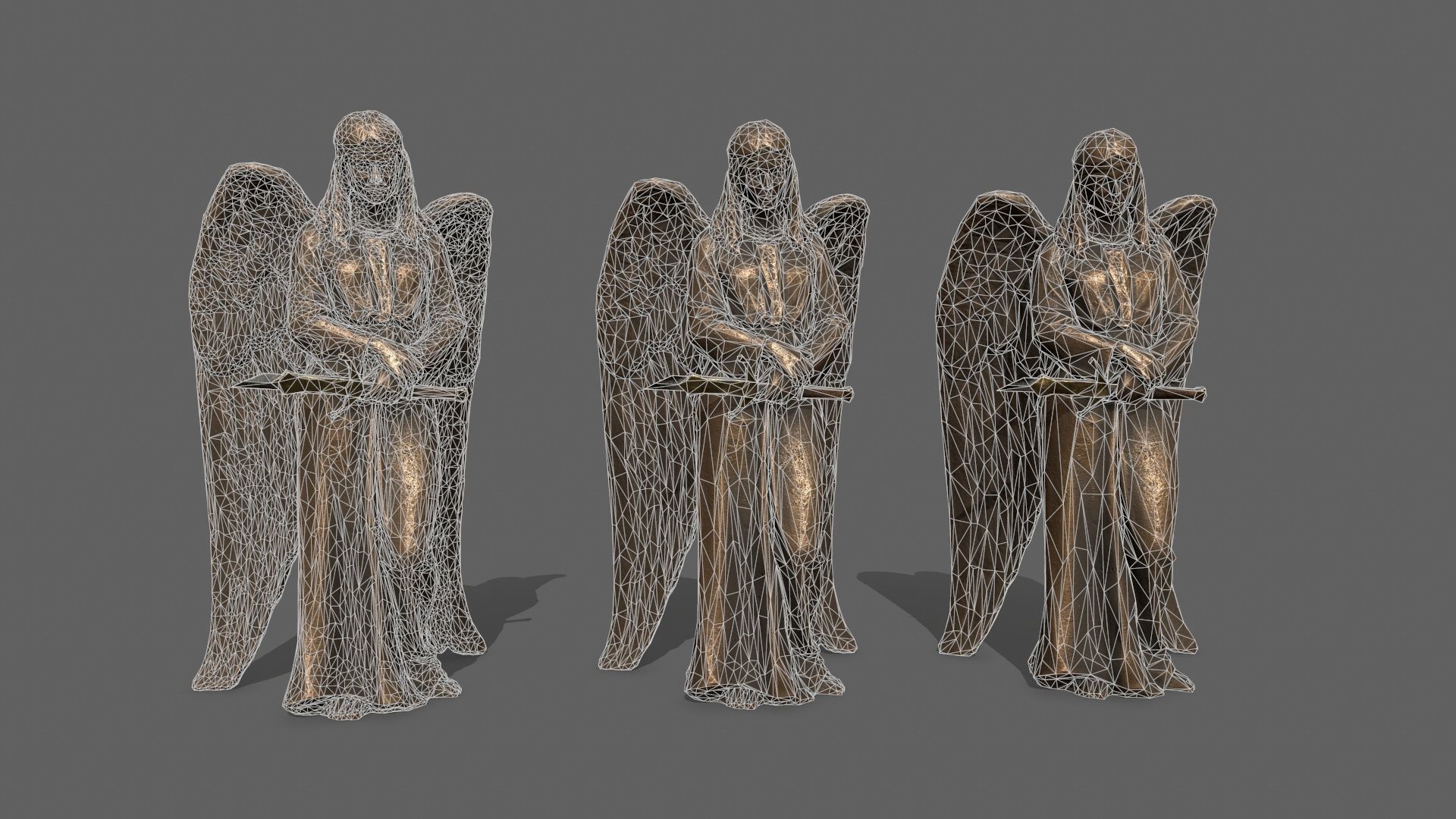Angel Statue Low-poly 3D model_10