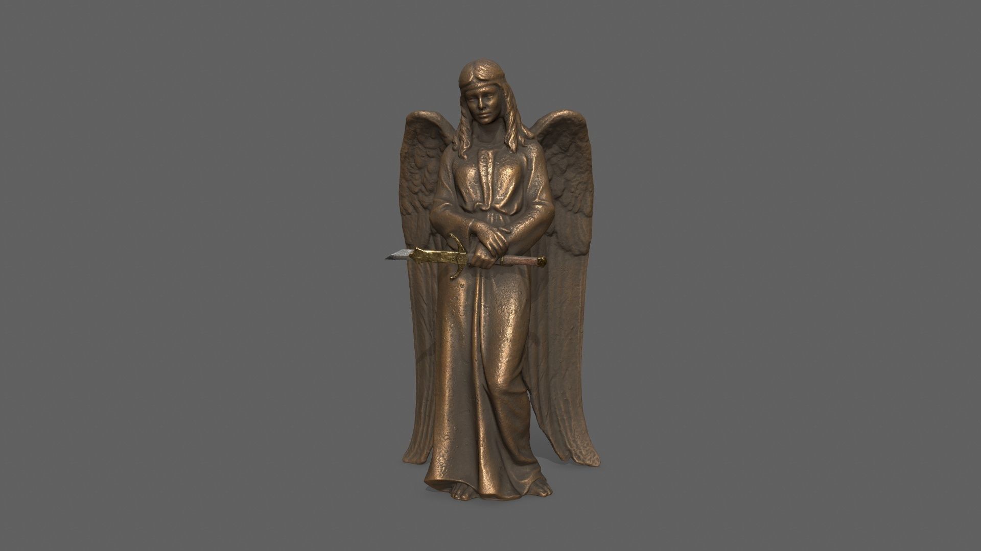 Angel Statue Low-poly 3D model_1