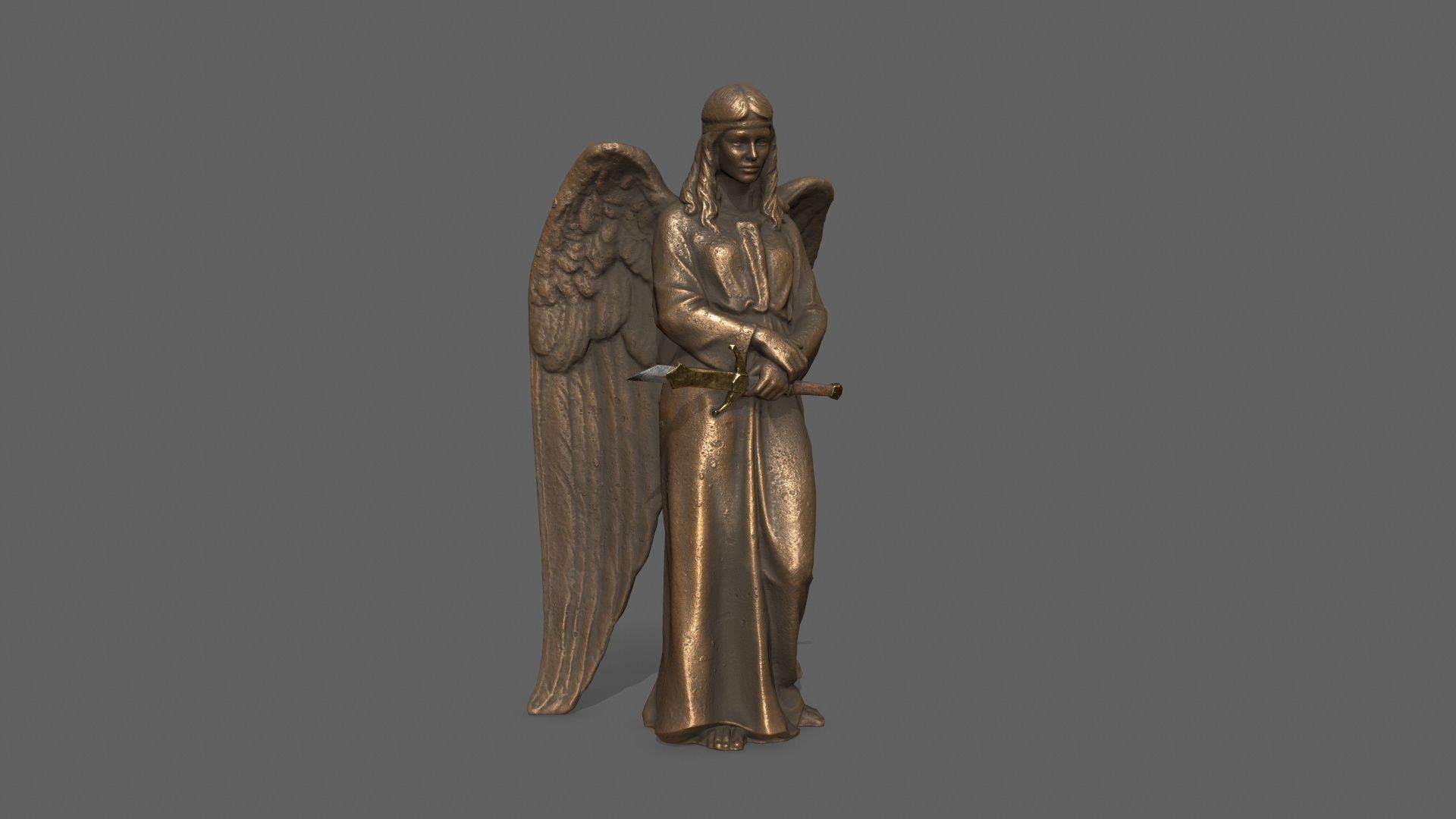 Angel Statue Low-poly 3D model_8