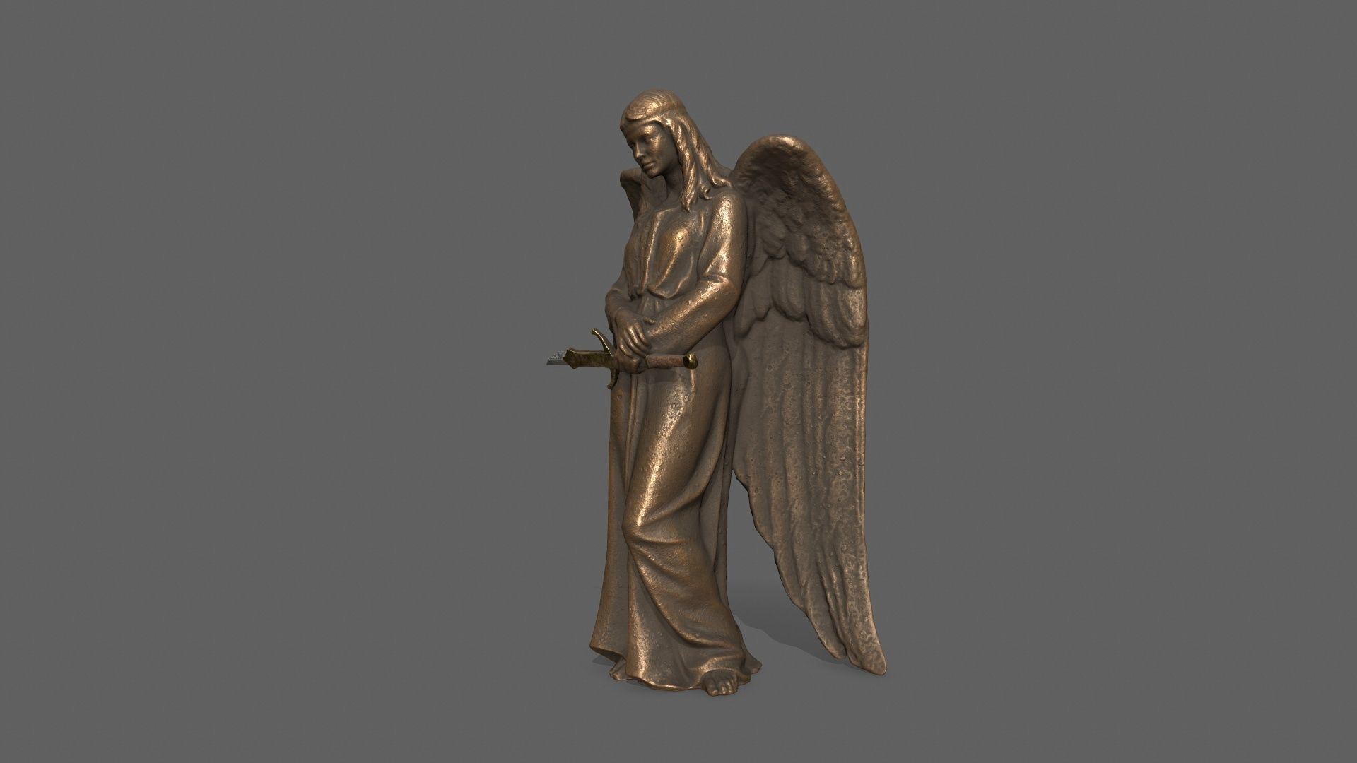 Angel Statue Low-poly 3D model_2