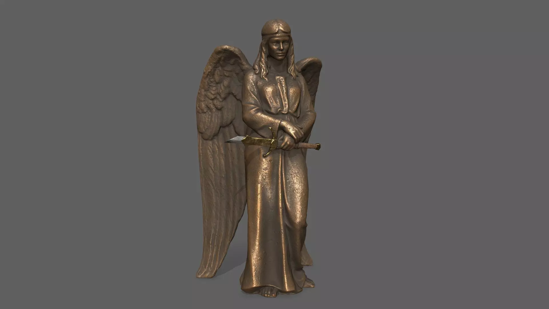 Angel Statue Low-poly 3D model_0