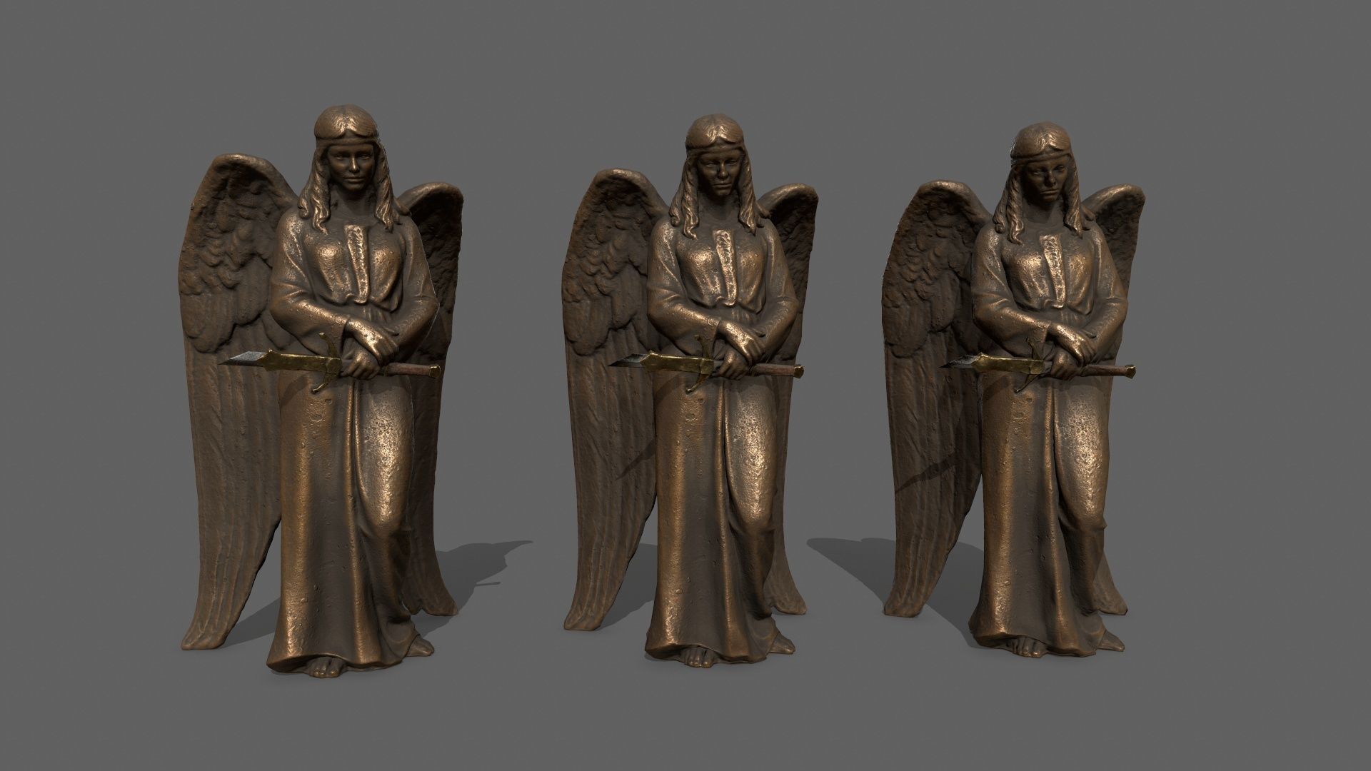 Angel Statue Low-poly 3D model_9
