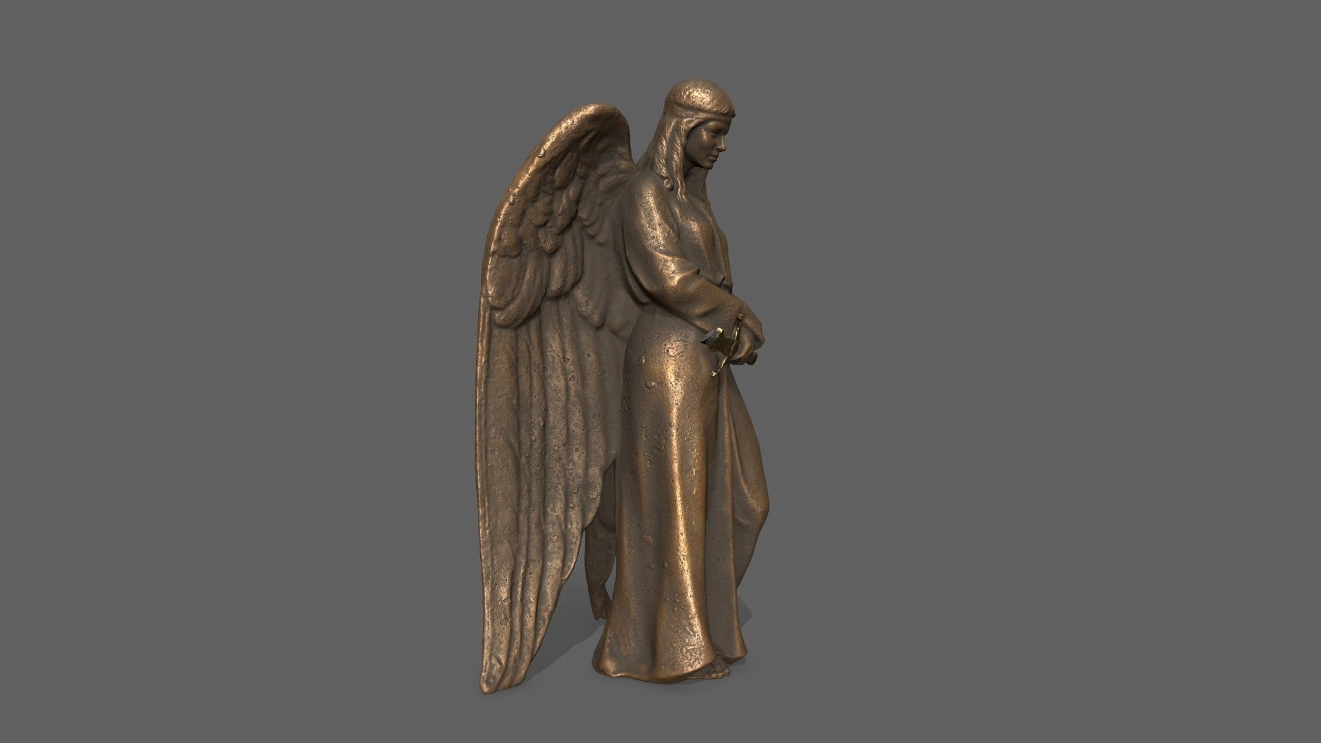 Angel Statue Low-poly 3D model_7