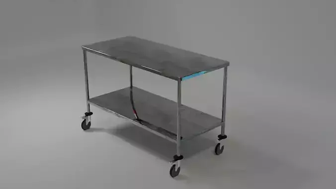 Table with wheels  Low-poly 3D model