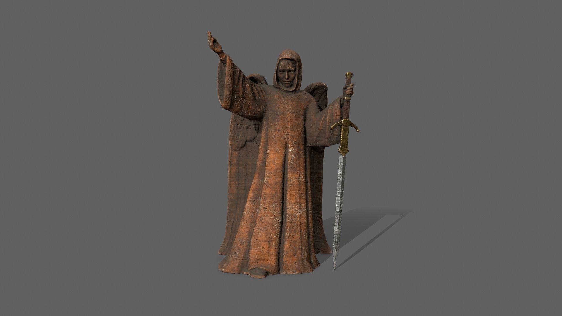 Angel Statue Low-poly 3D model_7