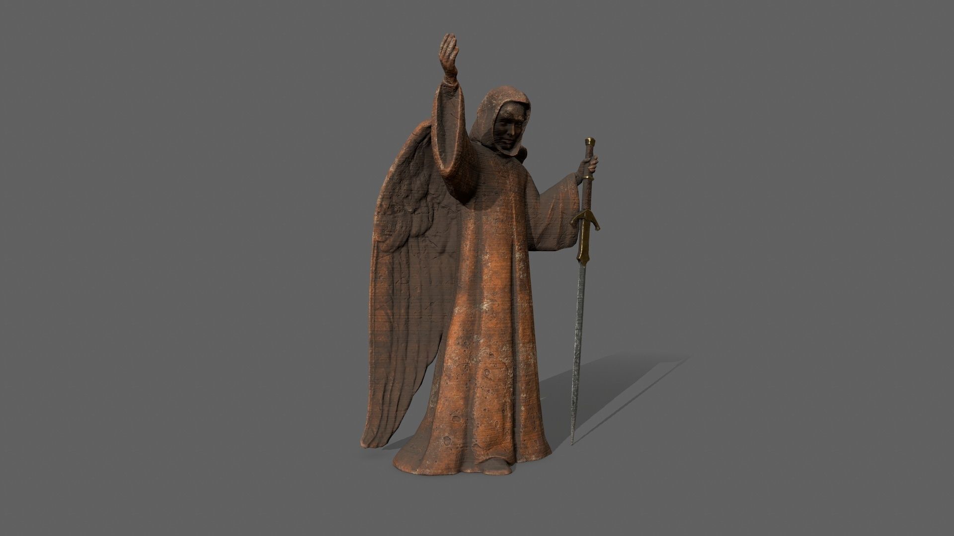 Angel Statue Low-poly 3D model_6