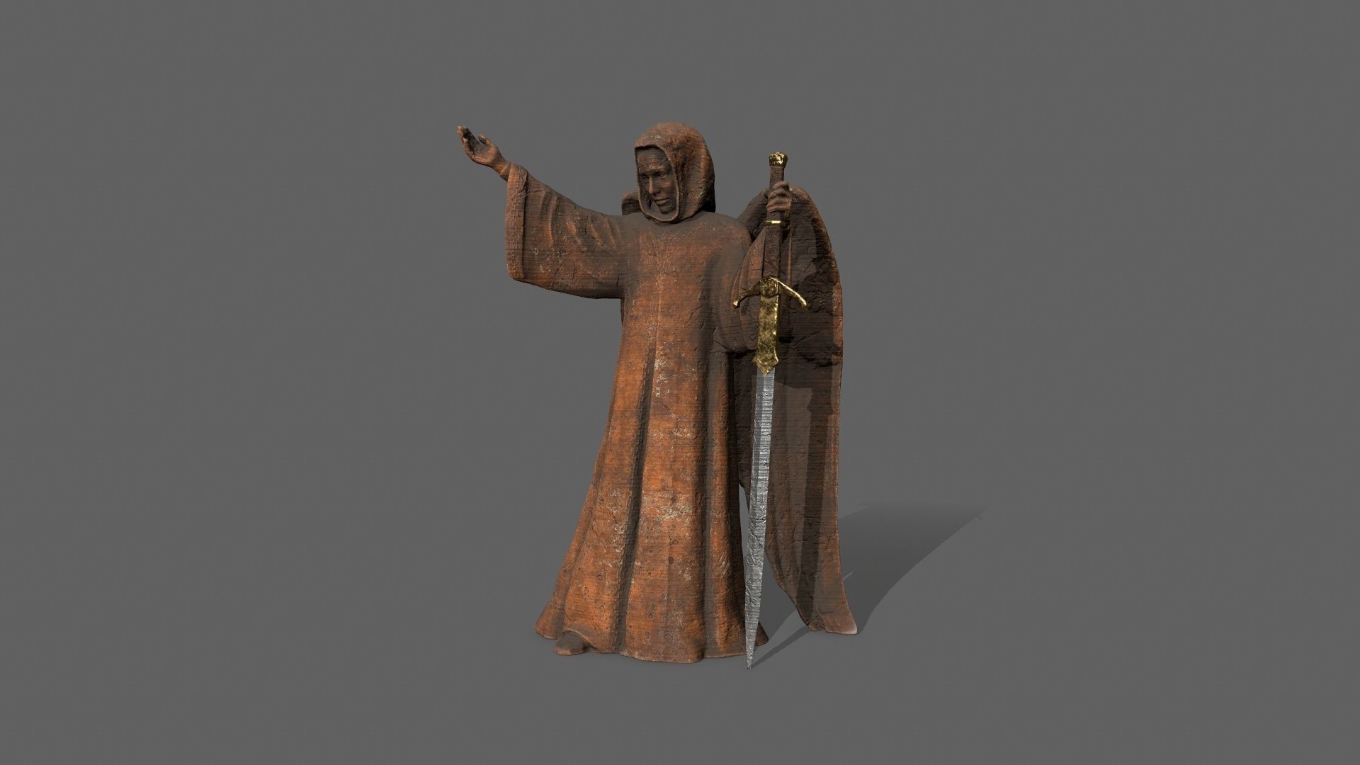 Angel Statue Low-poly 3D model_1
