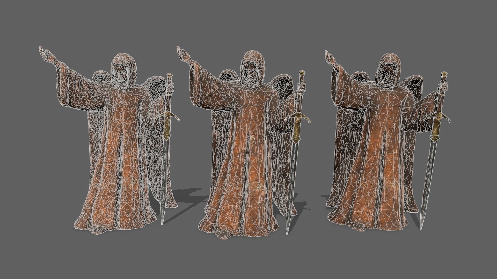 Angel Statue Low-poly 3D model_9