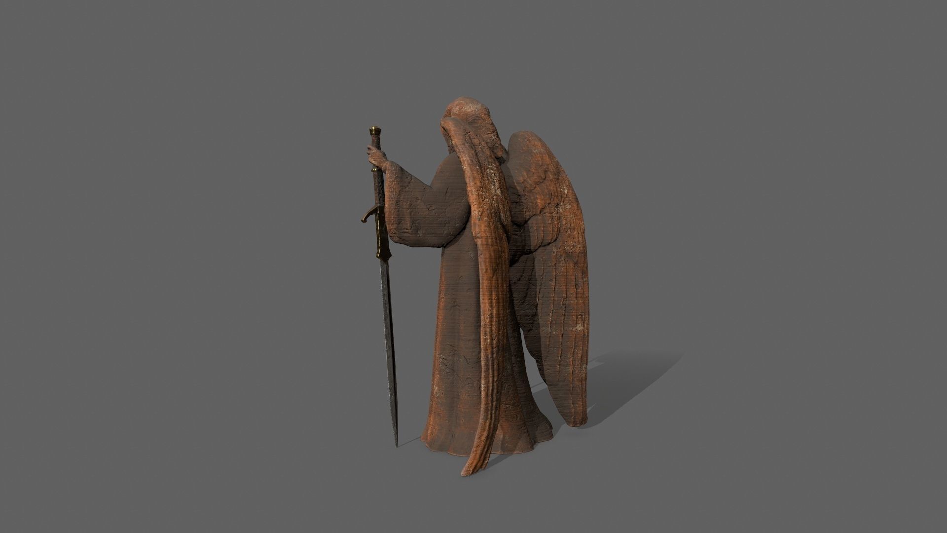 Angel Statue Low-poly 3D model_3