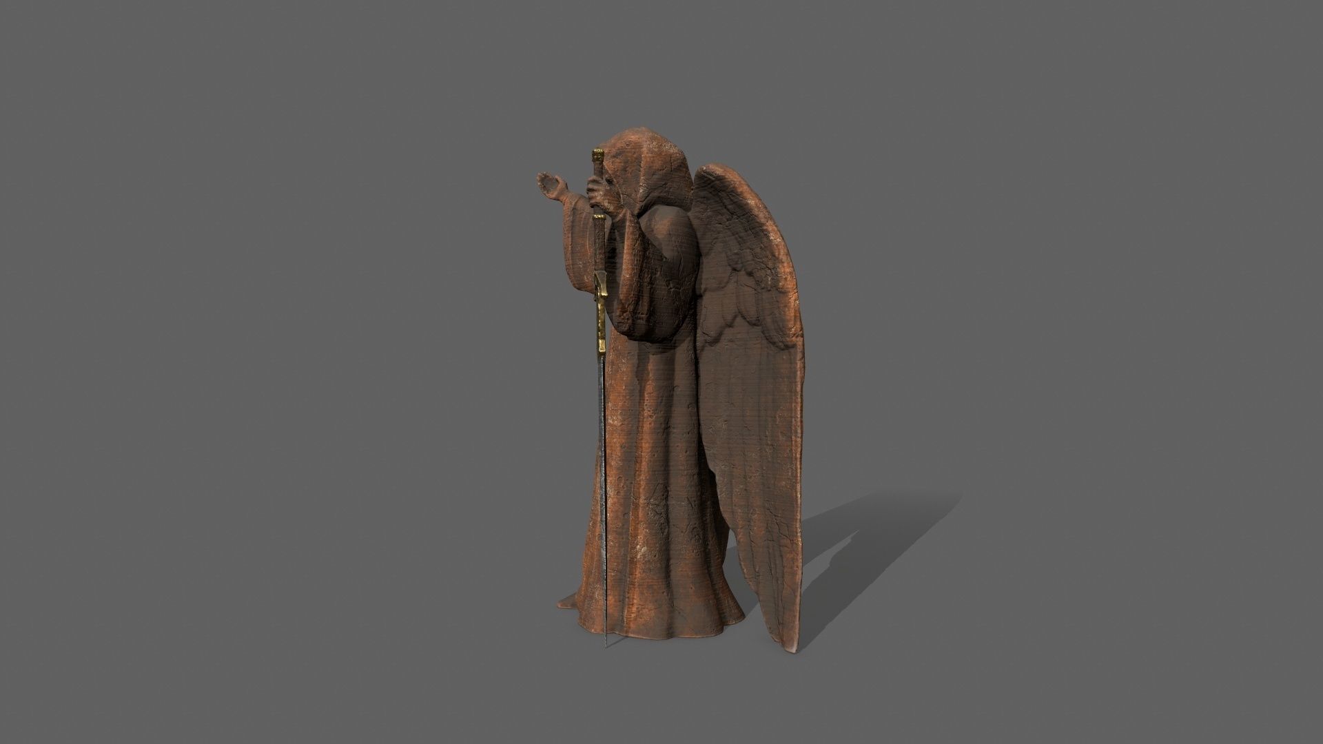 Angel Statue Low-poly 3D model_2