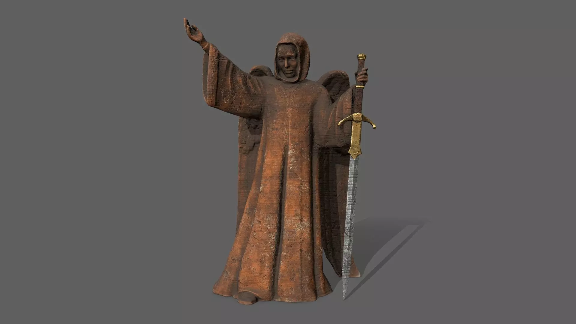 Angel Statue Low-poly 3D model_0