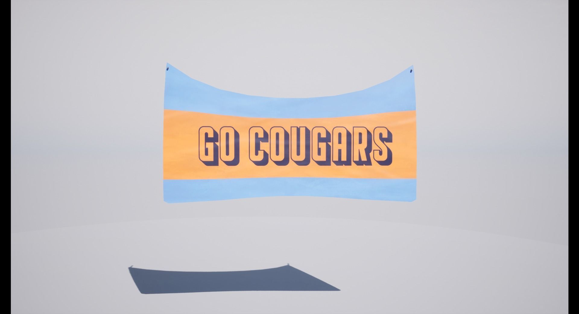 Banderol banner with cat Low-poly 3D model_11