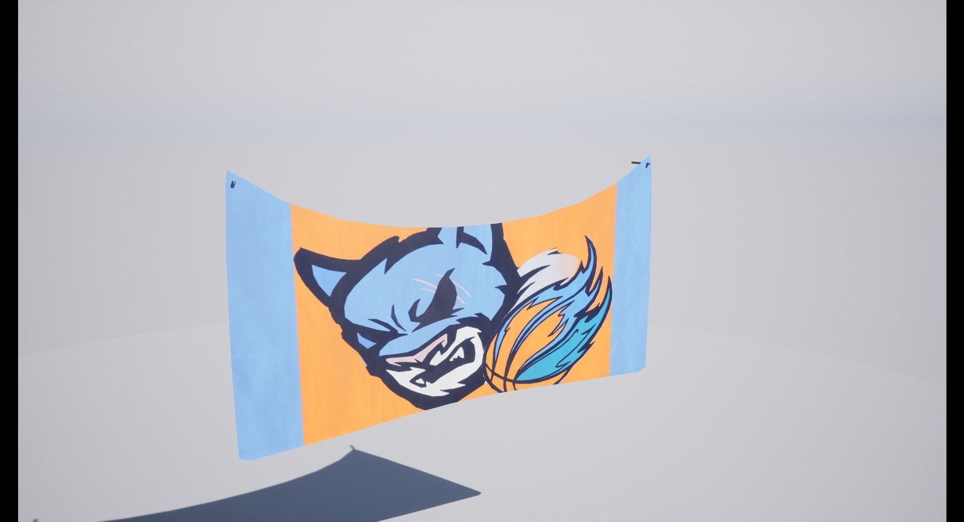 Banderol banner with cat Low-poly 3D model_5