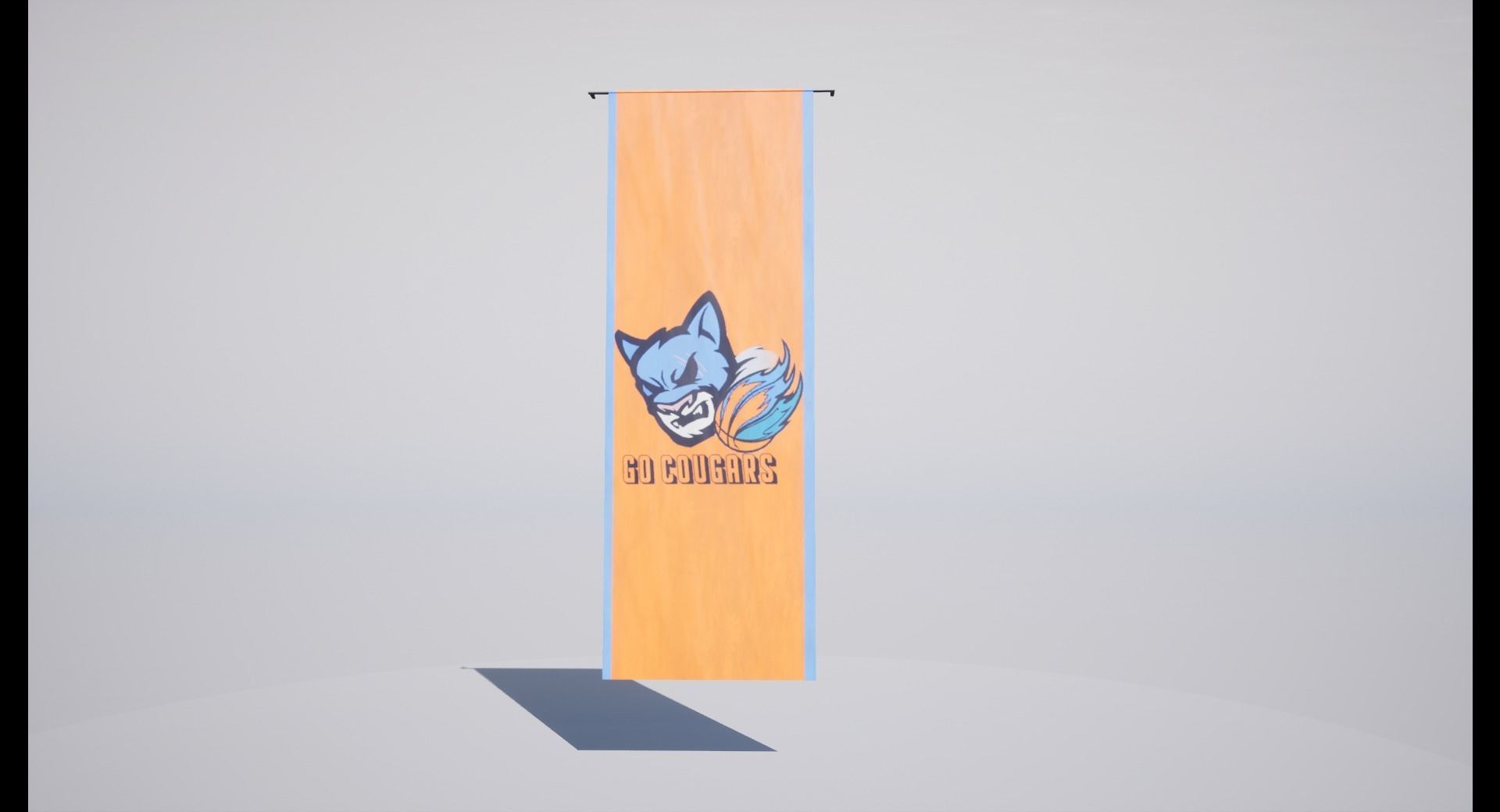 Banderol banner with cat Low-poly 3D model_3