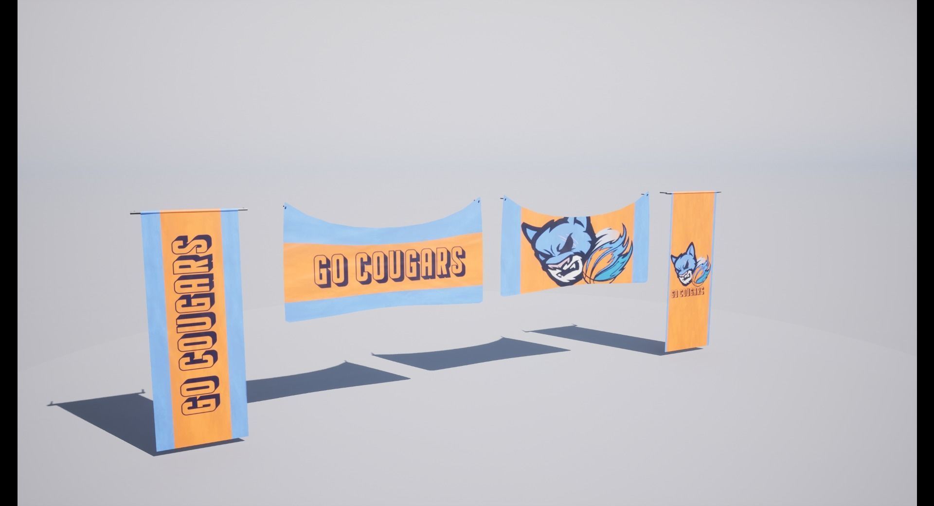 Banderol banner with cat Low-poly 3D model_2