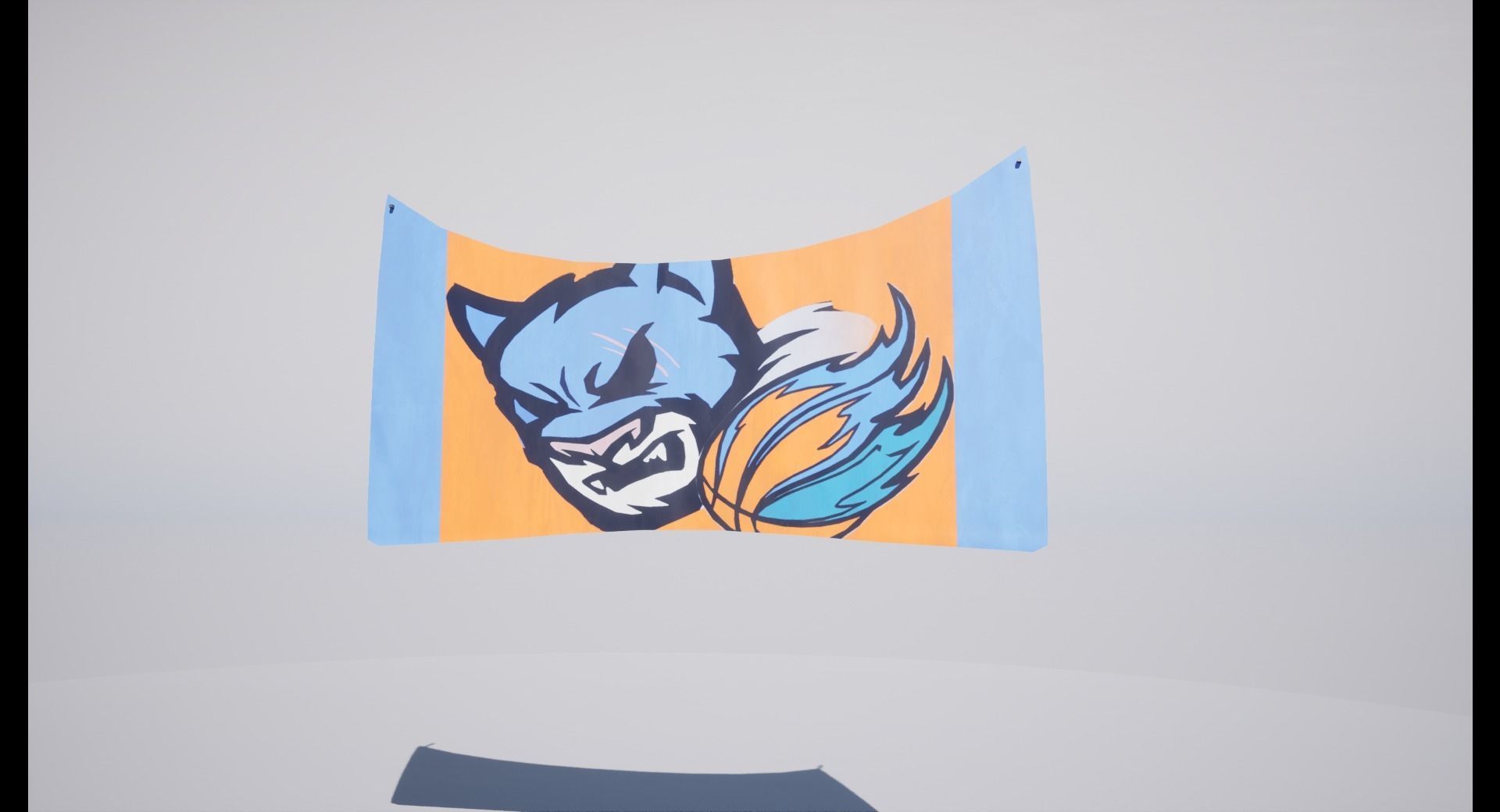 Banderol banner with cat Low-poly 3D model_6
