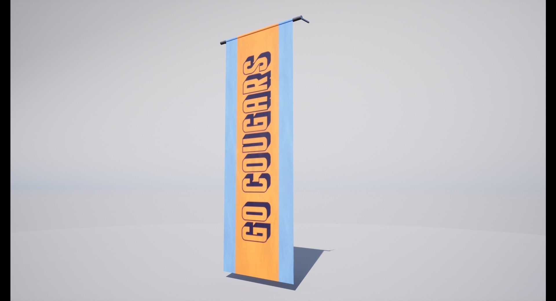 Banderol banner with cat Low-poly 3D model_8