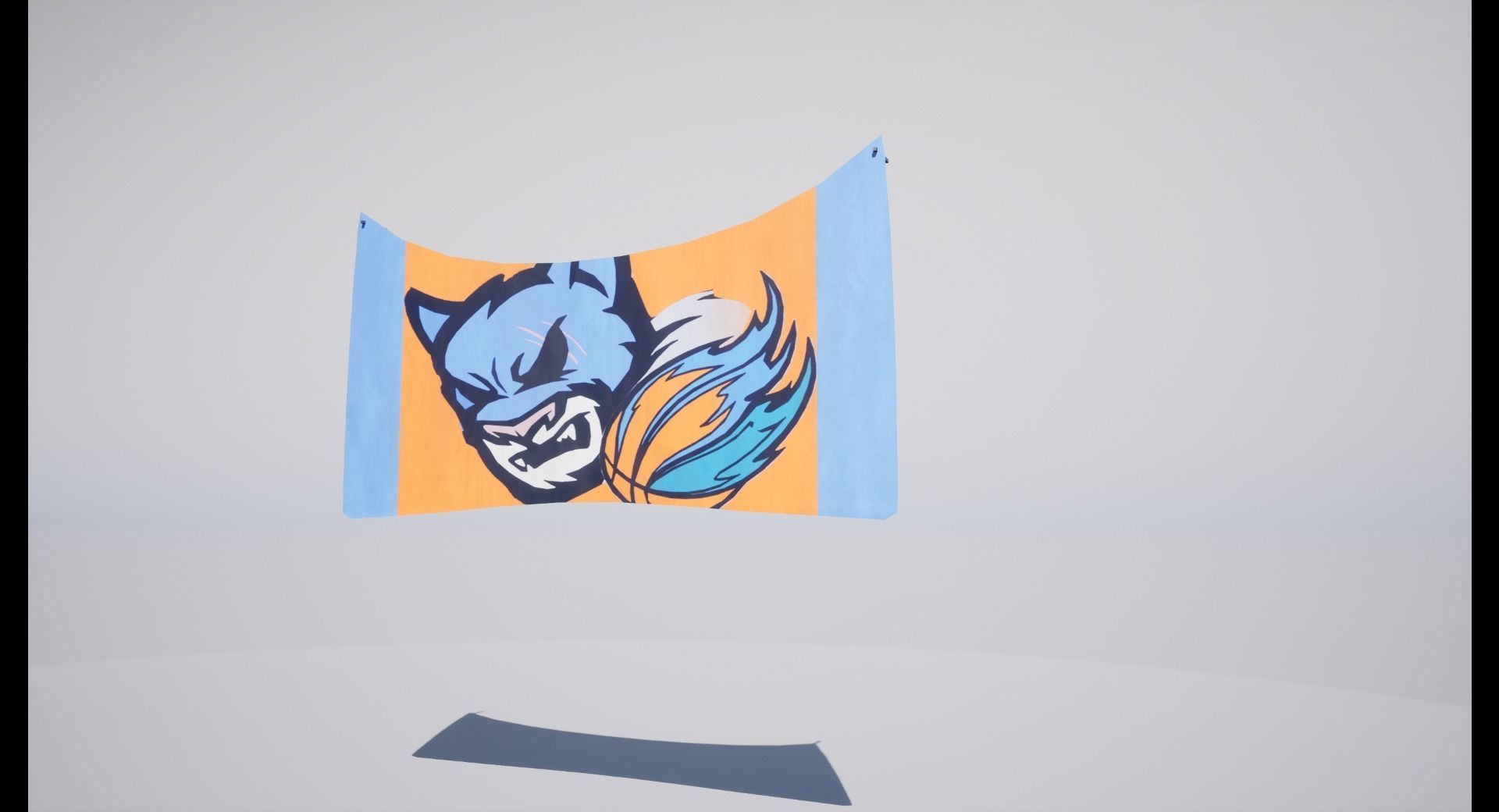 Banderol banner with cat Low-poly 3D model_7