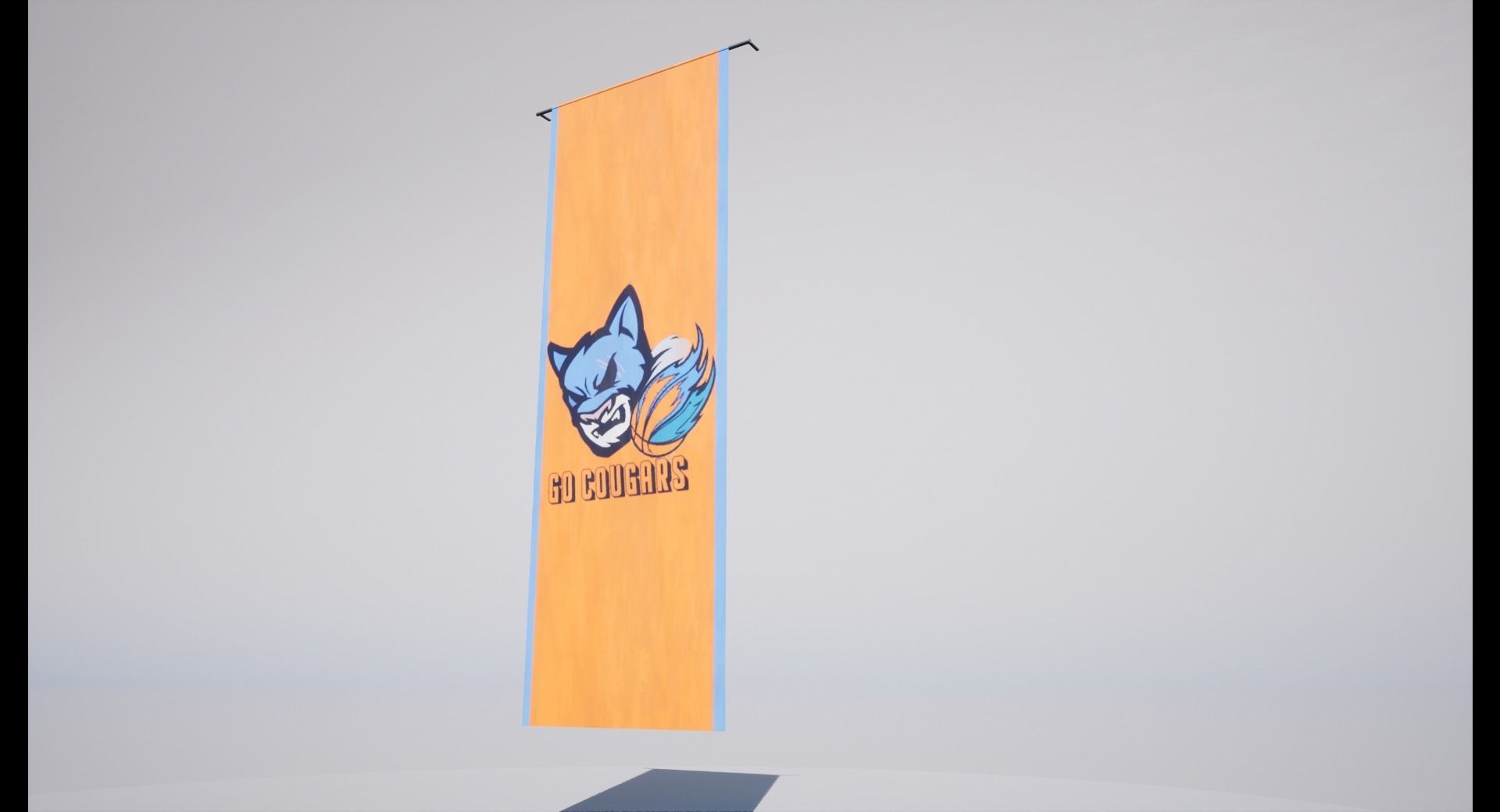 Banderol banner with cat Low-poly 3D model_4