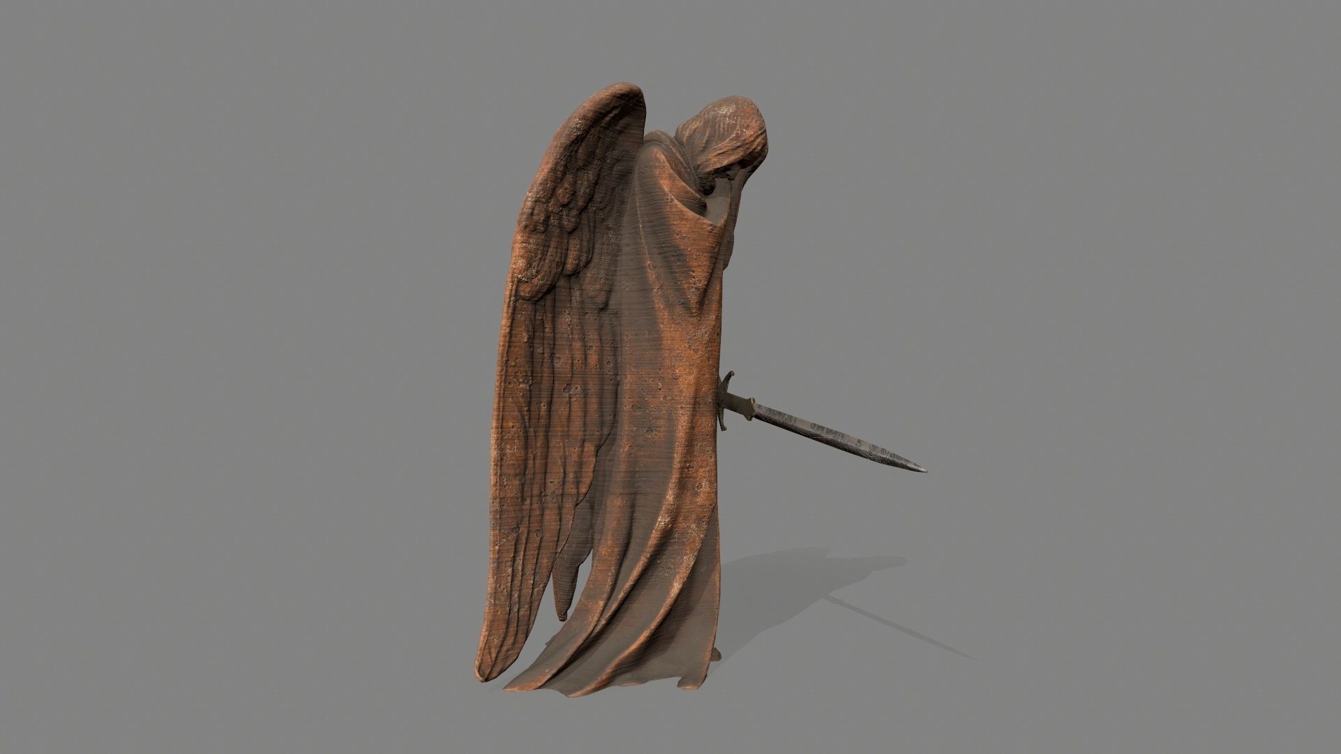 Angel Statue Low-poly 3D model_5