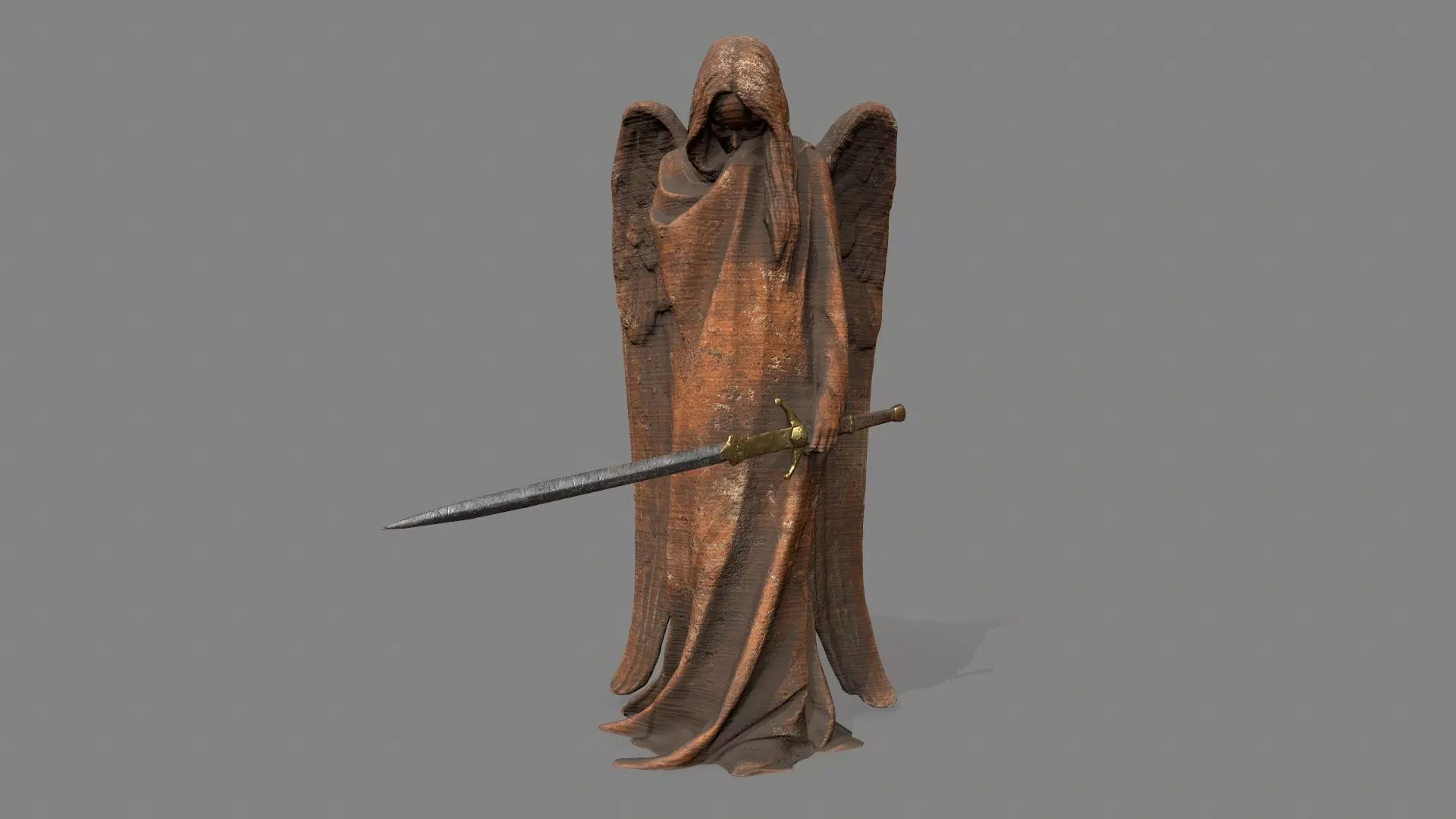 Angel Statue Low-poly 3D model_0