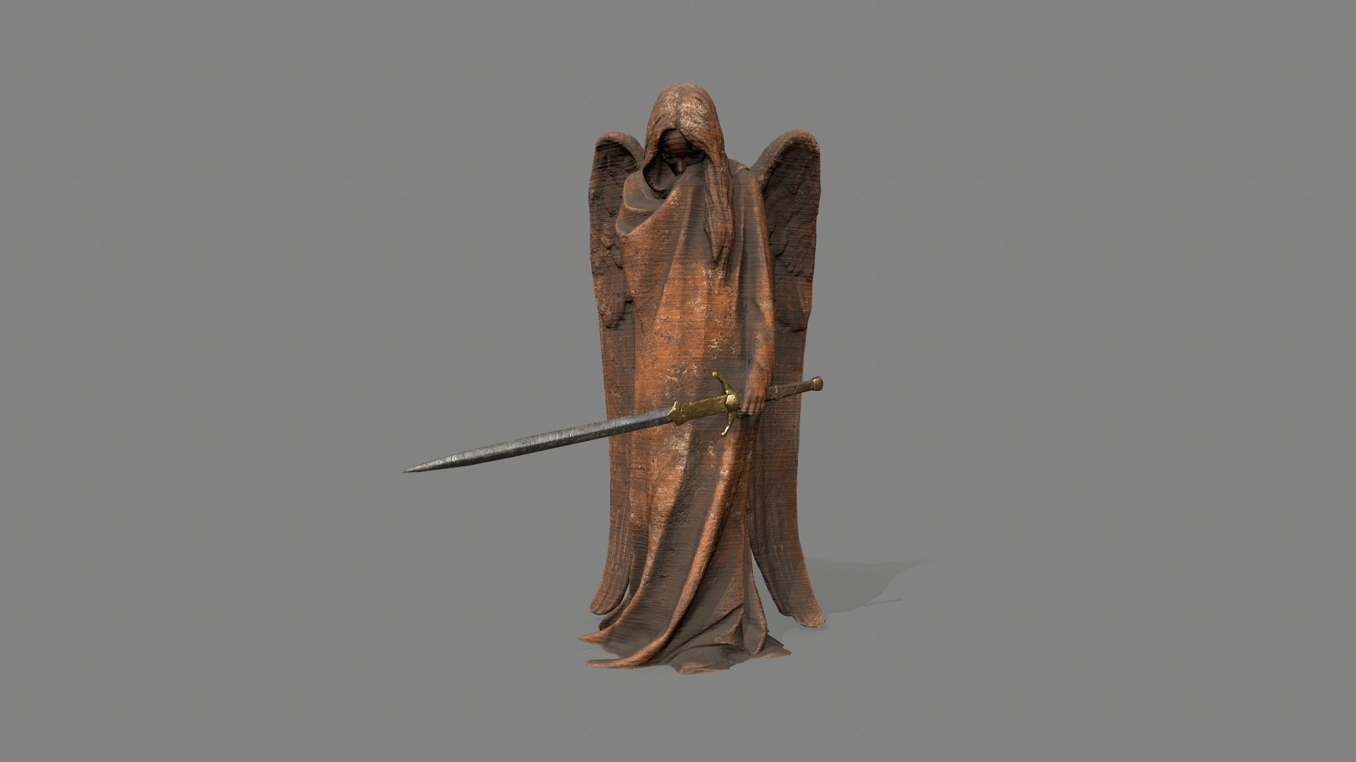 Angel Statue Low-poly 3D model_7