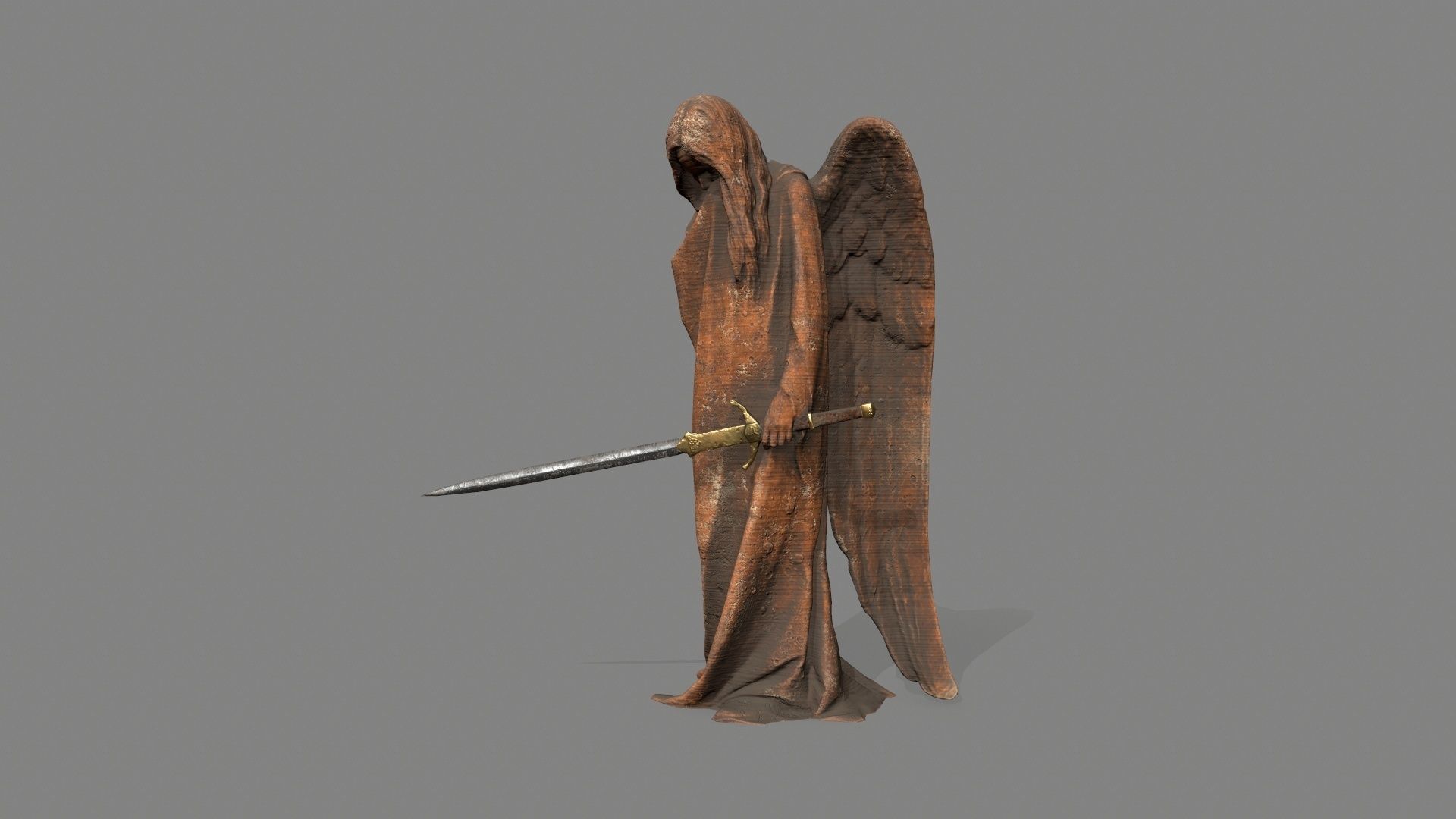 Angel Statue Low-poly 3D model_1