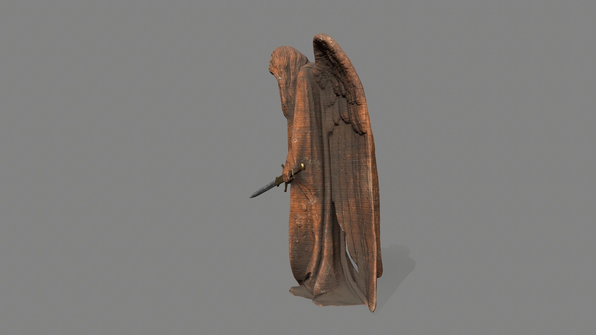 Angel Statue Low-poly 3D model_2