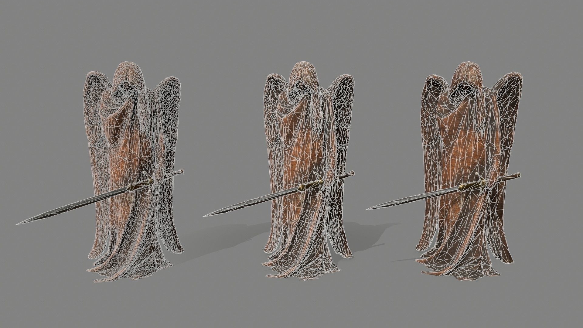 Angel Statue Low-poly 3D model_9