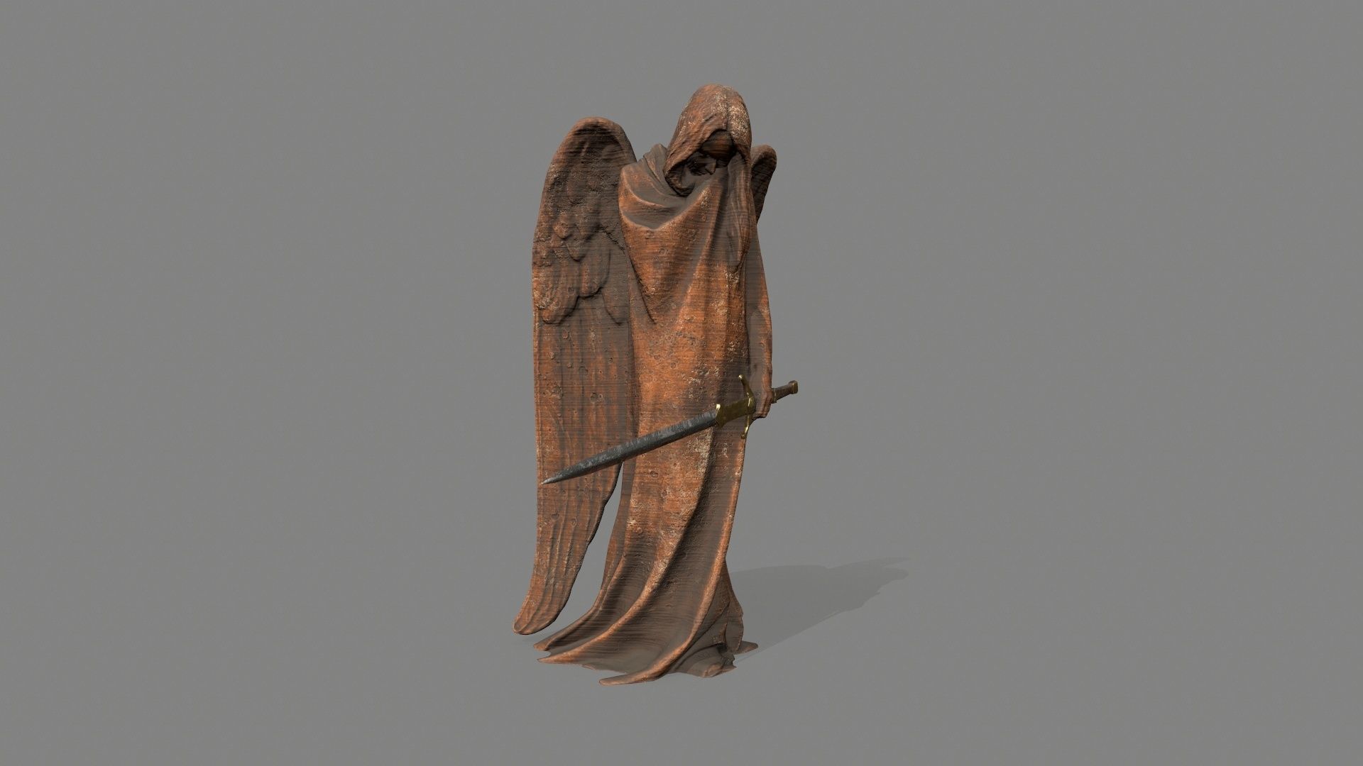 Angel Statue Low-poly 3D model_6
