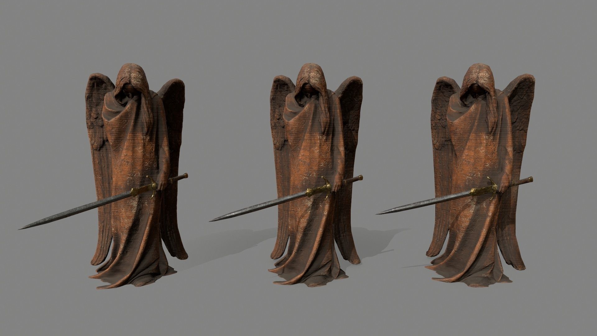 Angel Statue Low-poly 3D model_8