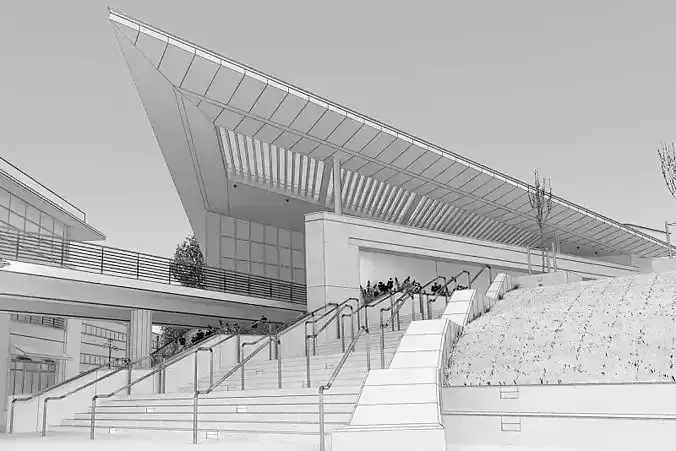 Stair Entrance To A Museum Or Commercial Building