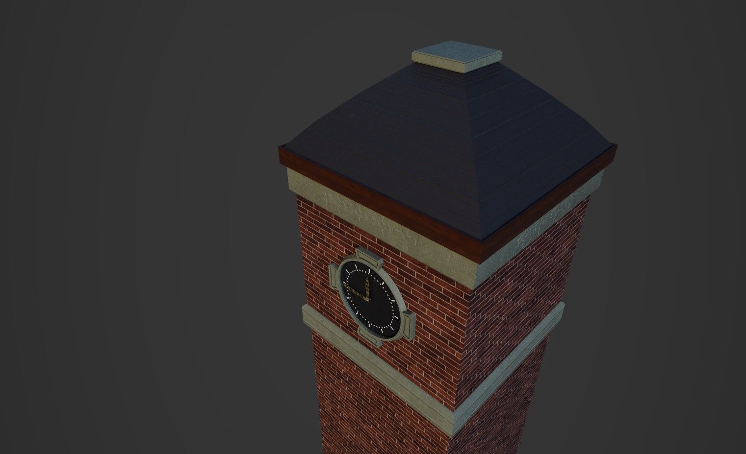 ClockBuilding clock tower Low-poly 3D model_5