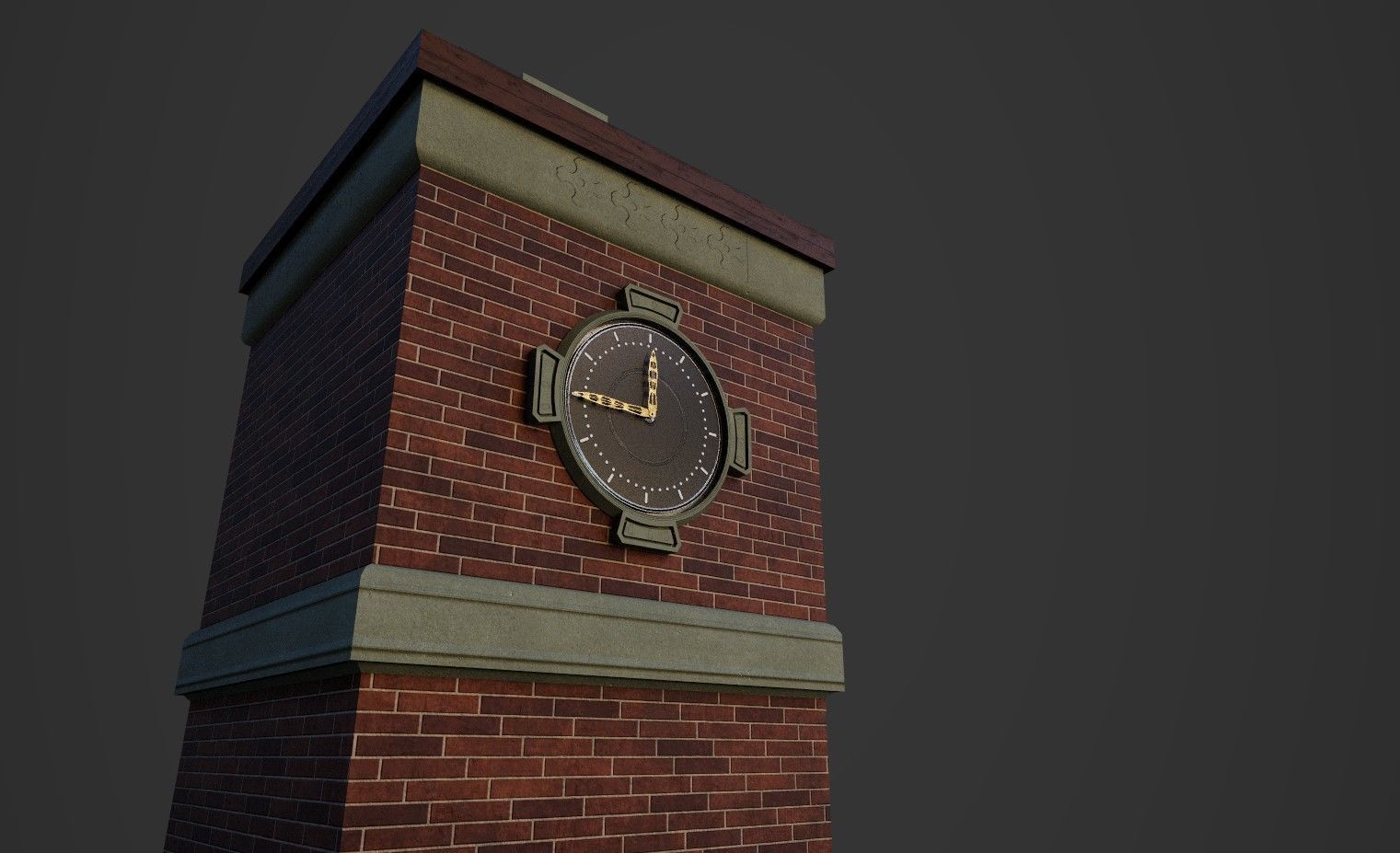 ClockBuilding clock tower Low-poly 3D model_2