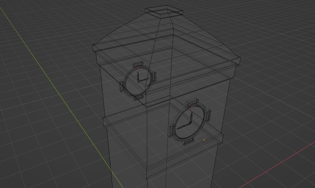 ClockBuilding clock tower Low-poly 3D model_13